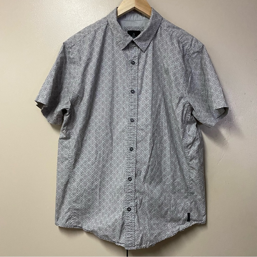 Prana Shirt Mens Large Geometric AOP Button Up Short Sleeve